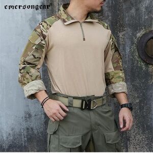 Men's Combat Shirts Tactical Long Sleeve Shirt With Elbow Pads Military BDU L